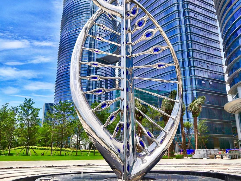 large outdoor modern stainless steel sculpture